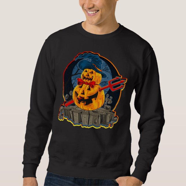 Sudadera Halloween Calabaza Diablo Trident Zombie Monstruo (Anverso)