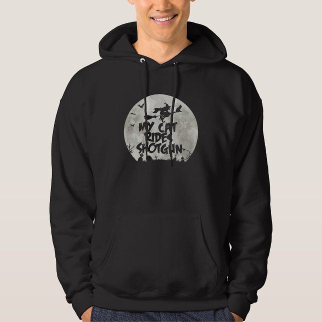 Sudadera Halloween cat My Cat Rides Shotgun (Anverso)
