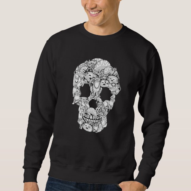 Sudadera Halloween Cat Skull Tee Skeleton Chicas de disfrac (Anverso)