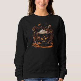 Sudadera Halloween Coffee Art – Spooky Latte with Skeletons