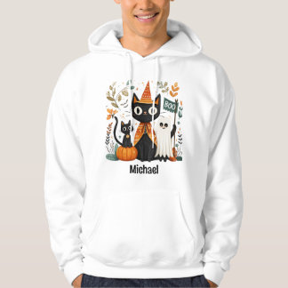 Sudadera Halloween con gatos negros y fantasmas personaliza