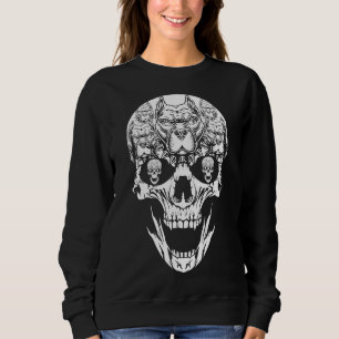 Sudadera Halloween Costume Skull Pitbull Perro Lover