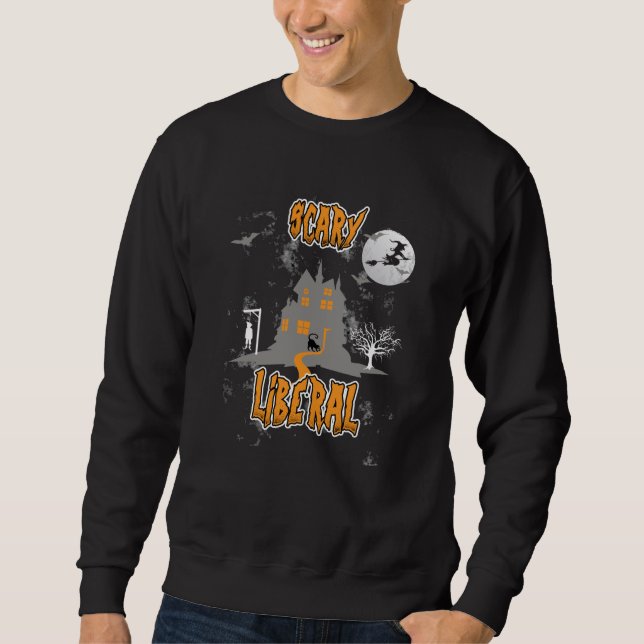 Sudadera Halloween Creepy Witch Cat Full Moon Naranja (Anverso)