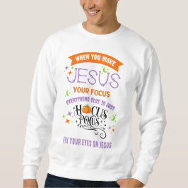 Sudadera Halloween cristiano centrado en el foco de JESUS H
