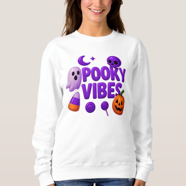 Sudadera Halloween Cute Spooky Vibes Ropa Unisex (Anverso)