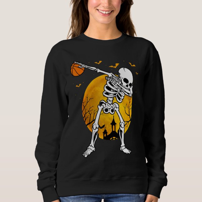 Sudadera Halloween Dabbing Skeleton Pumpkin Spooky Illustra (Anverso)