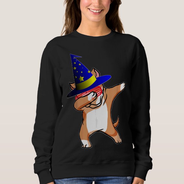 Sudadera Halloween Dabbing Wizard Pitbull Puppy Dog WWW H (Anverso)