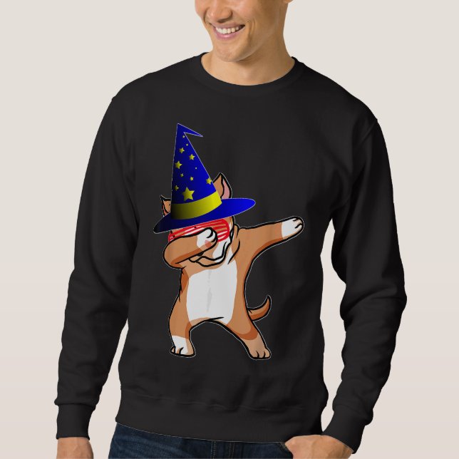 Sudadera Halloween Dabbing Wizard Pitbull Puppy Dog WWW H (Anverso)