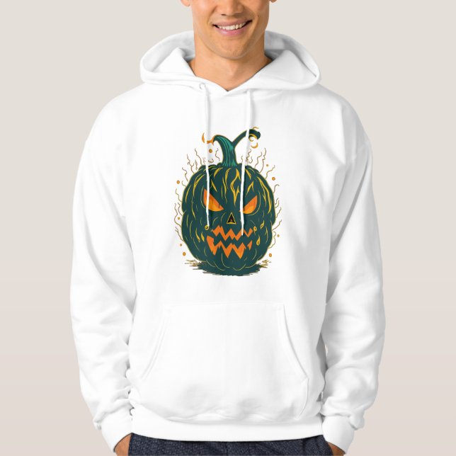Sudadera Halloween de calabaza verde fantasmagórico (Anverso)