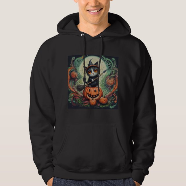 Sudadera Halloween de la bruja caprichosa y la calabaza (Anverso)