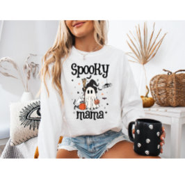 Sudadera Halloween de mamá espantada - Fantasma y gato lind