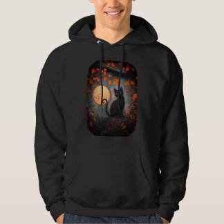 Sudadera Halloween de otoño en la luna llena de gato negro