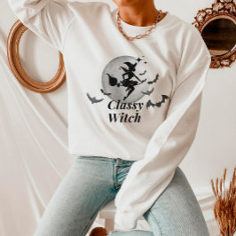 Sudadera Halloween elegante de brujas y luna