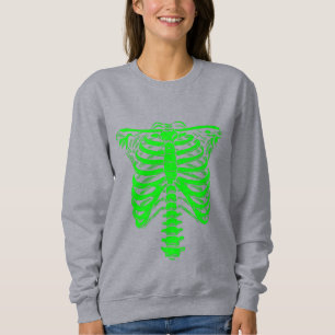 Sudadera halloween Esqueleto Rib Ácido enjaulado verde