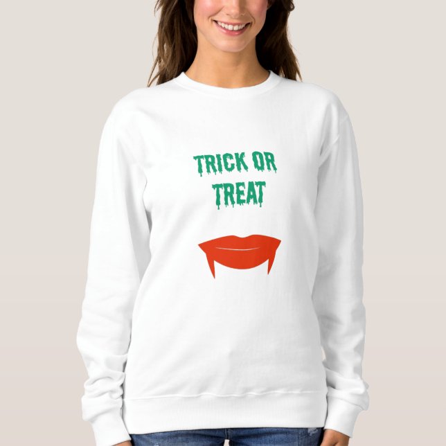 Sudadera Halloween - Fangs de truco o truco (Anverso)