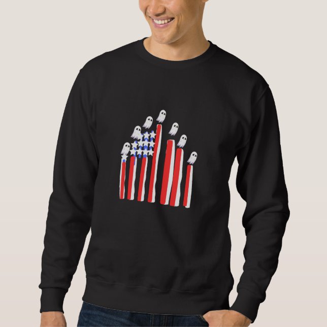 Sudadera halloween fantasma de la bandera estadounidense (Anverso)