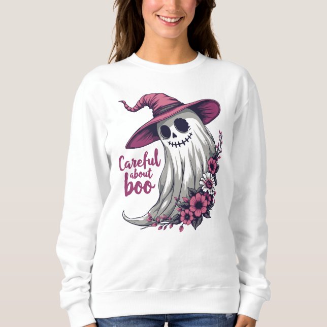 Sudadera Halloween fantasma floral (Anverso)