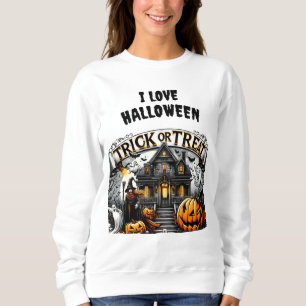 Sudadera Halloween fantasmagórico con fantasmas y calabazas