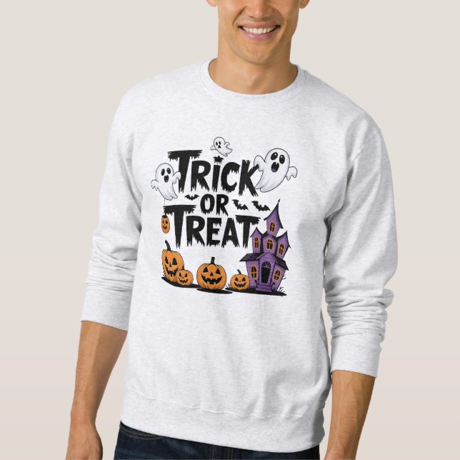 Sudadera Halloween fantasmagórico divertido con fantasmas y (Anverso)