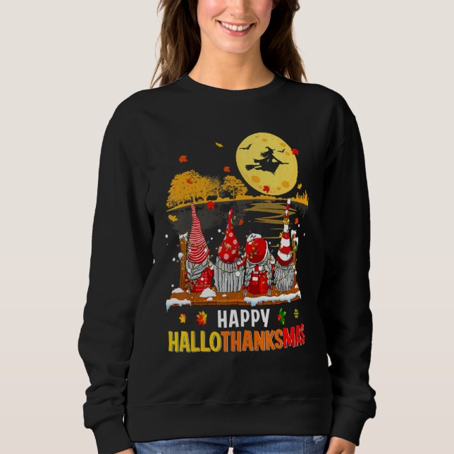 Sudadera Halloween Gnomes Happy HalloThanksMas Thanksgiving (Anverso)