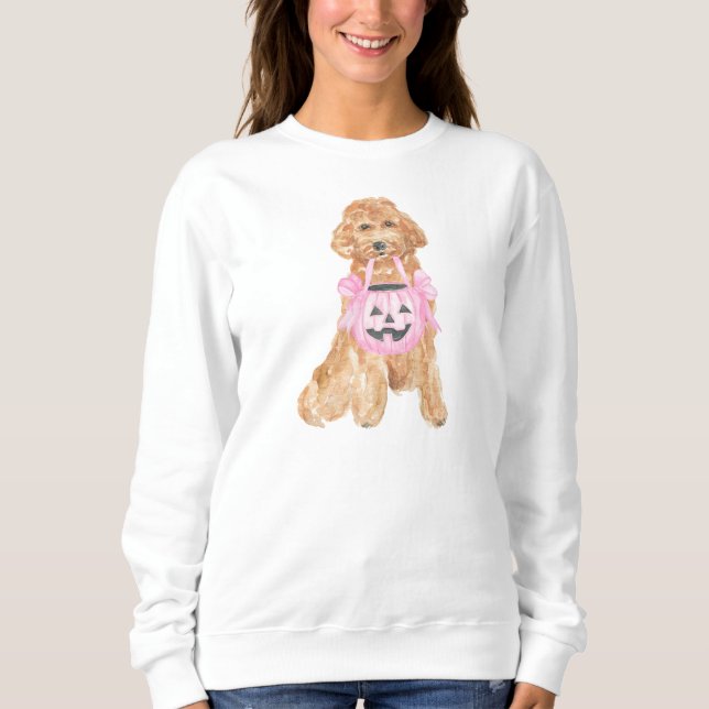 Sudadera Halloween Goldendoodle Calabaza o tratamiento (Anverso)