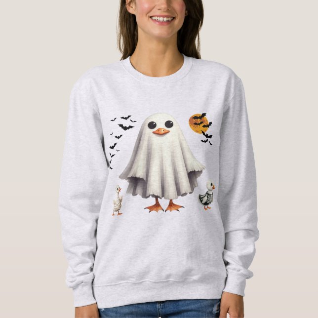 Sudadera Halloween Goose Cute Ghost Goose Lover Funny Bird (Anverso)