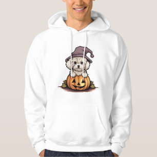 Sudadera Halloween Gorra de brujas Calabaza Perro Maltés