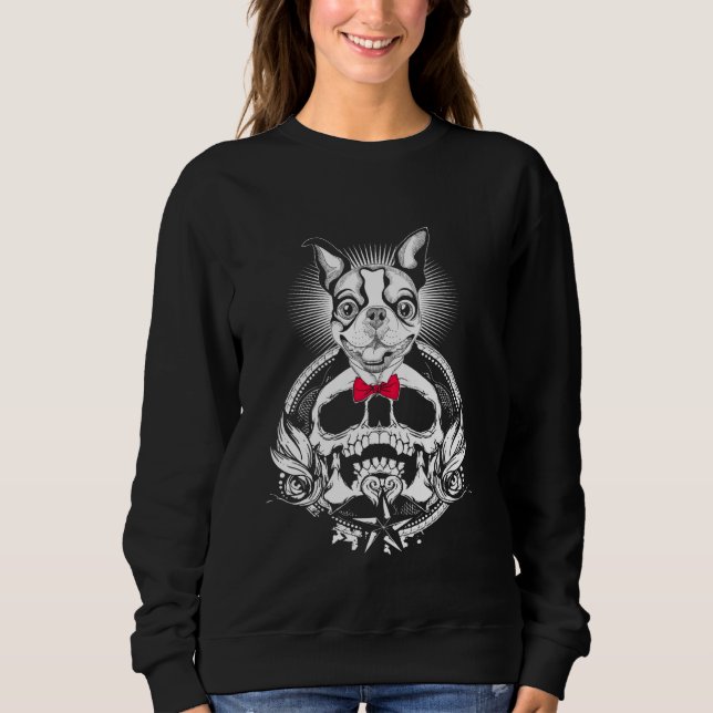 Sudadera Halloween Gracioso De La Calavera De Boston Terrie (Anverso)