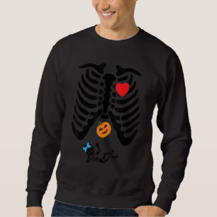 Sudadera Halloween Gracioso Embarazo Skeleton X Ray Pumpkin