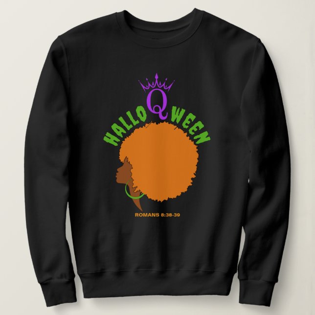 Sudadera Halloween HALLOQWEEN Afro Queen (Anverso del diseño)
