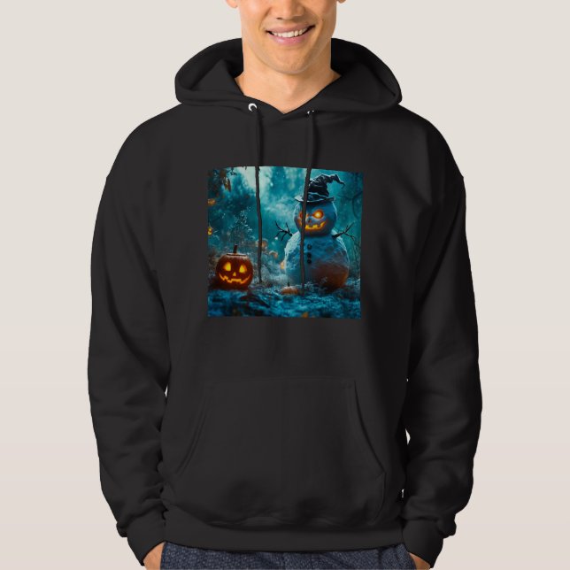 Sudadera Halloween Halloween Furioso de Snowman con calabaz (Anverso)