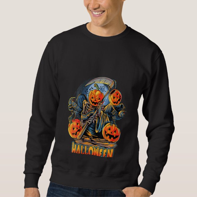 Sudadera Halloween Halloween Jack O' Lantern Pumpkin Grim R (Anverso)