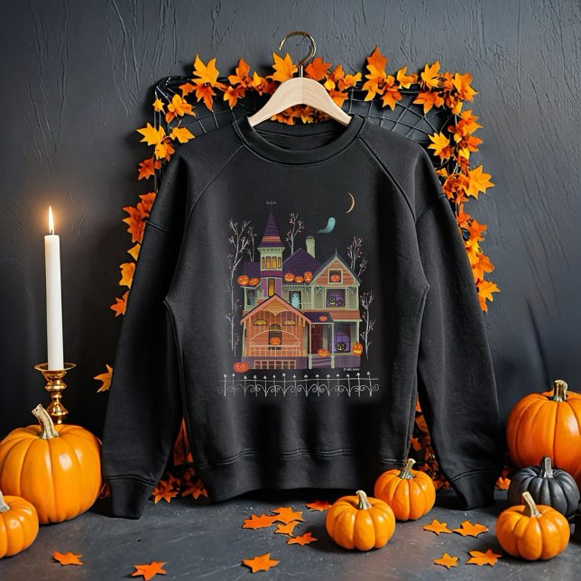 Sudadera Halloween Haunted House Black (Subido por el creador)