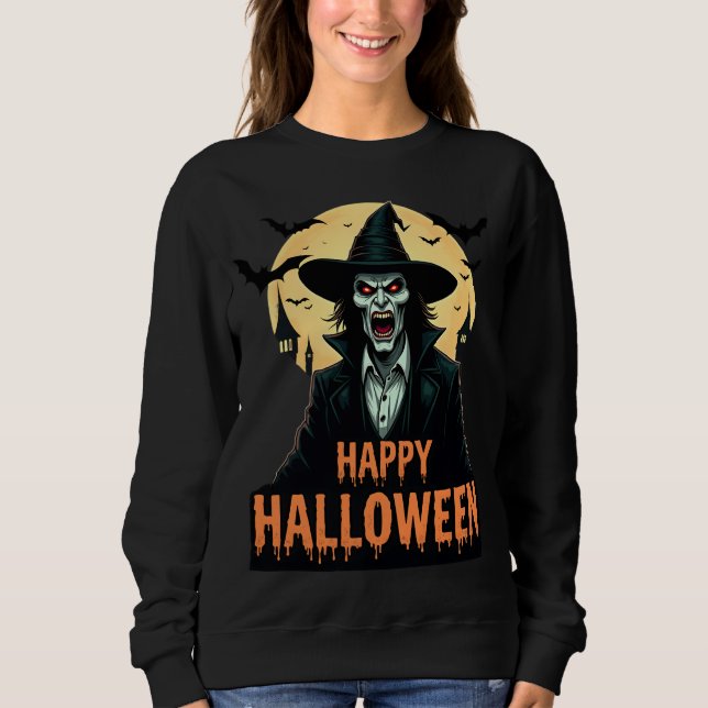Sudadera Halloween Horror Bruja con ojos rojos (Anverso)