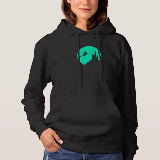 Sudadera Halloween Luna llena embrujada Castillo Volando Br (Anverso)
