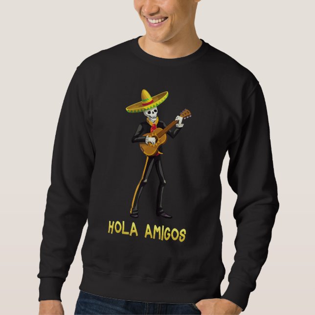 Sudadera Halloween mexicano Hola Amigos Cos de guitarra (Anverso)