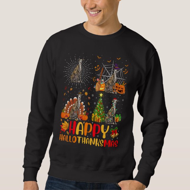 Sudadera Halloween Navidad  Galgo Perro Hallothanksmas (Anverso)