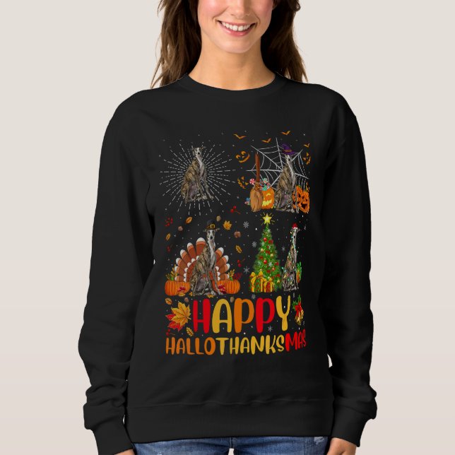 Sudadera Halloween Navidad  Galgo Perro Hallothanksmas (Anverso)