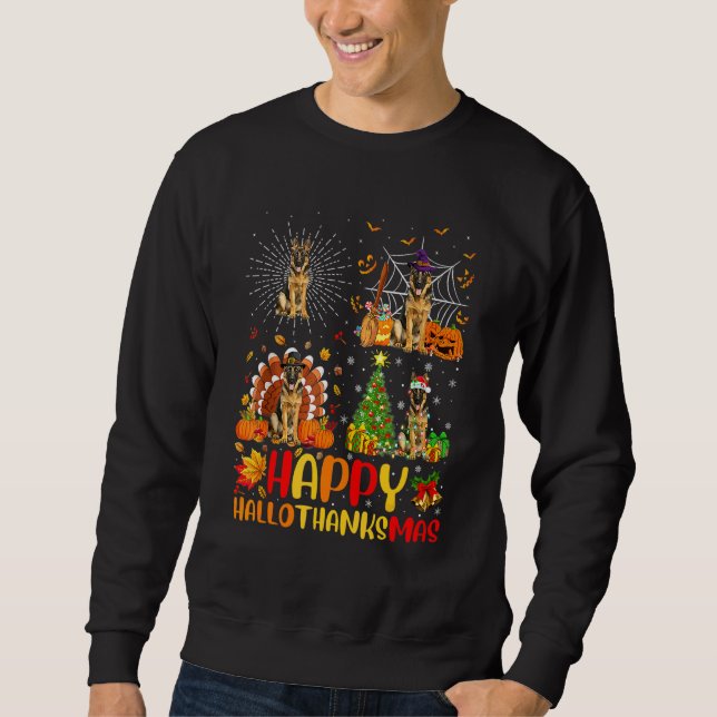 Sudadera Halloween Navidad  Perro Pastor Alemán Hallothan (Anverso)