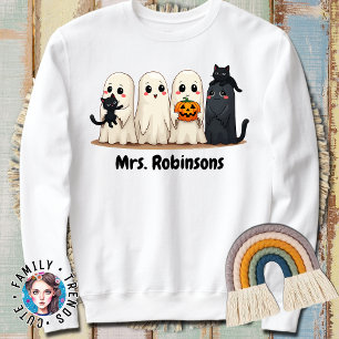 Sudadera Halloween Nombre personalizado Ghost Gats Cat Lady