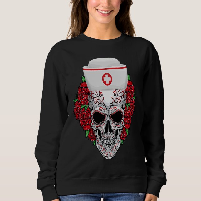 Sudadera Halloween Nurse Sugar Skull Day of the Dead (Anverso)