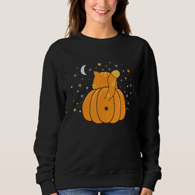 Sudadera Halloween Orange Pumpkin Cat Butt For Cat (Anverso)