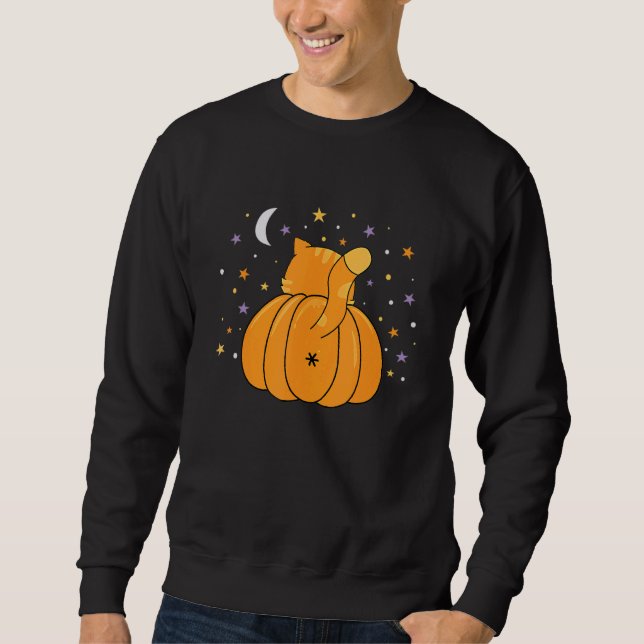 Sudadera Halloween Orange Pumpkin Cat Butt For Cat (Anverso)