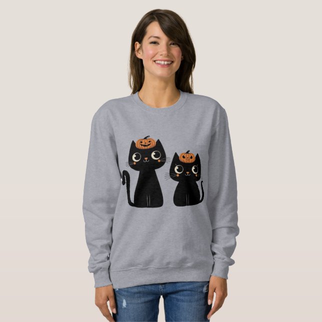 Sudadera Halloween/otoño/otoño/otoño/calabaza/gato (Anverso completo)