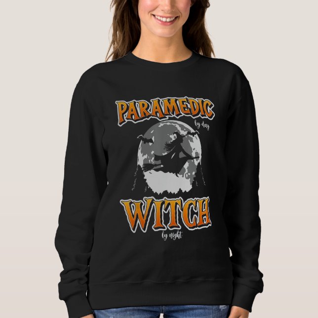 Sudadera Halloween Paramédica Bruja Graciosa Corta Ambulanc (Anverso)