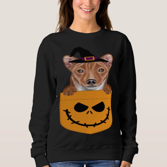 Sudadera Halloween Pocket Basenji Scary Jack O Lantern (Anverso)