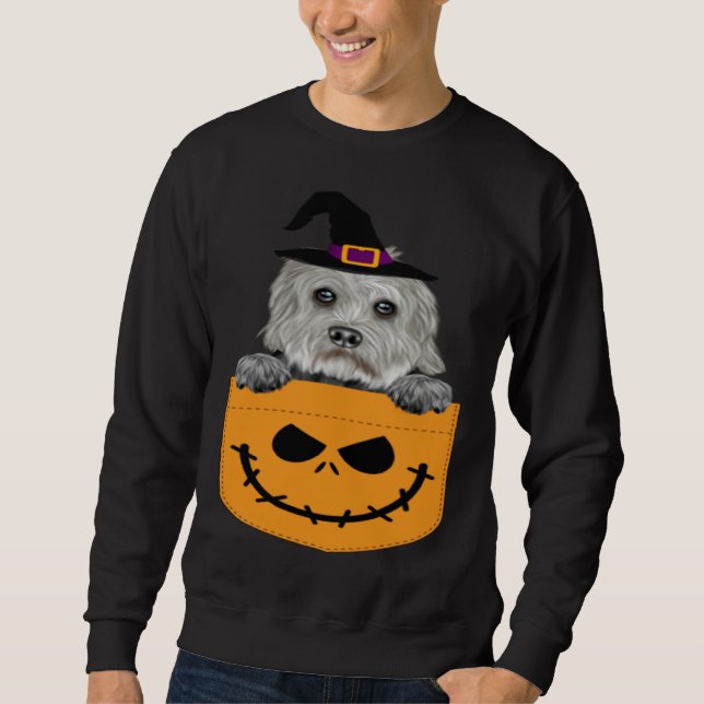 Sudadera Halloween Pocket Dandie Dinmont Terrier Scary Jack (Anverso)
