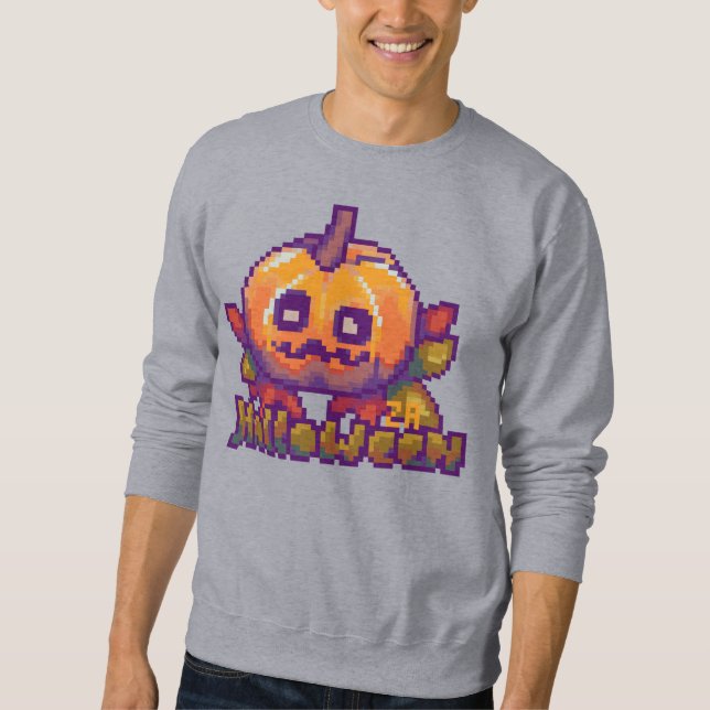 Sudadera Halloween pumpkin pixel art (Anverso)