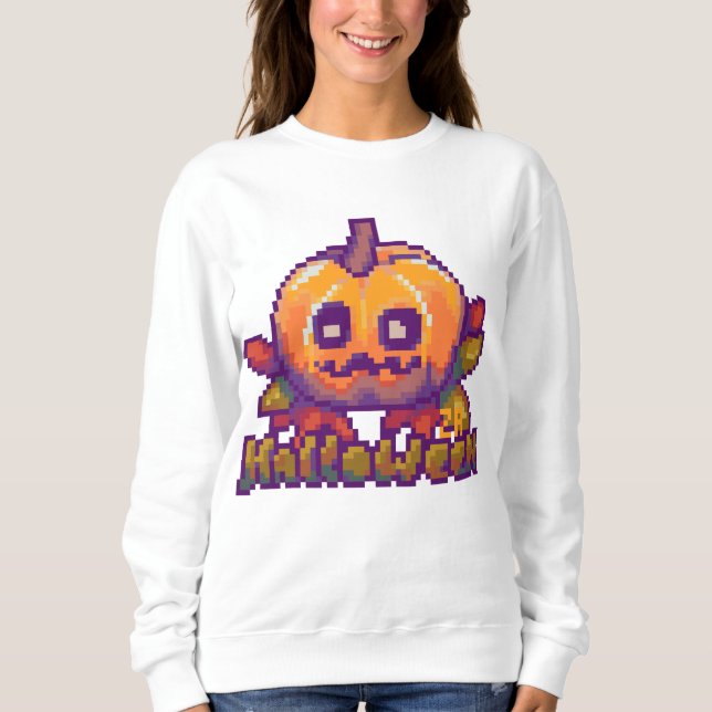 Sudadera Halloween, pumpkin Pixel art (Anverso)
