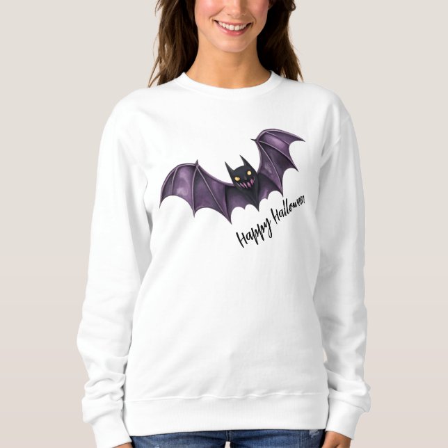 Sudadera Halloween Purple Black Bats espantó a Scary (Anverso)